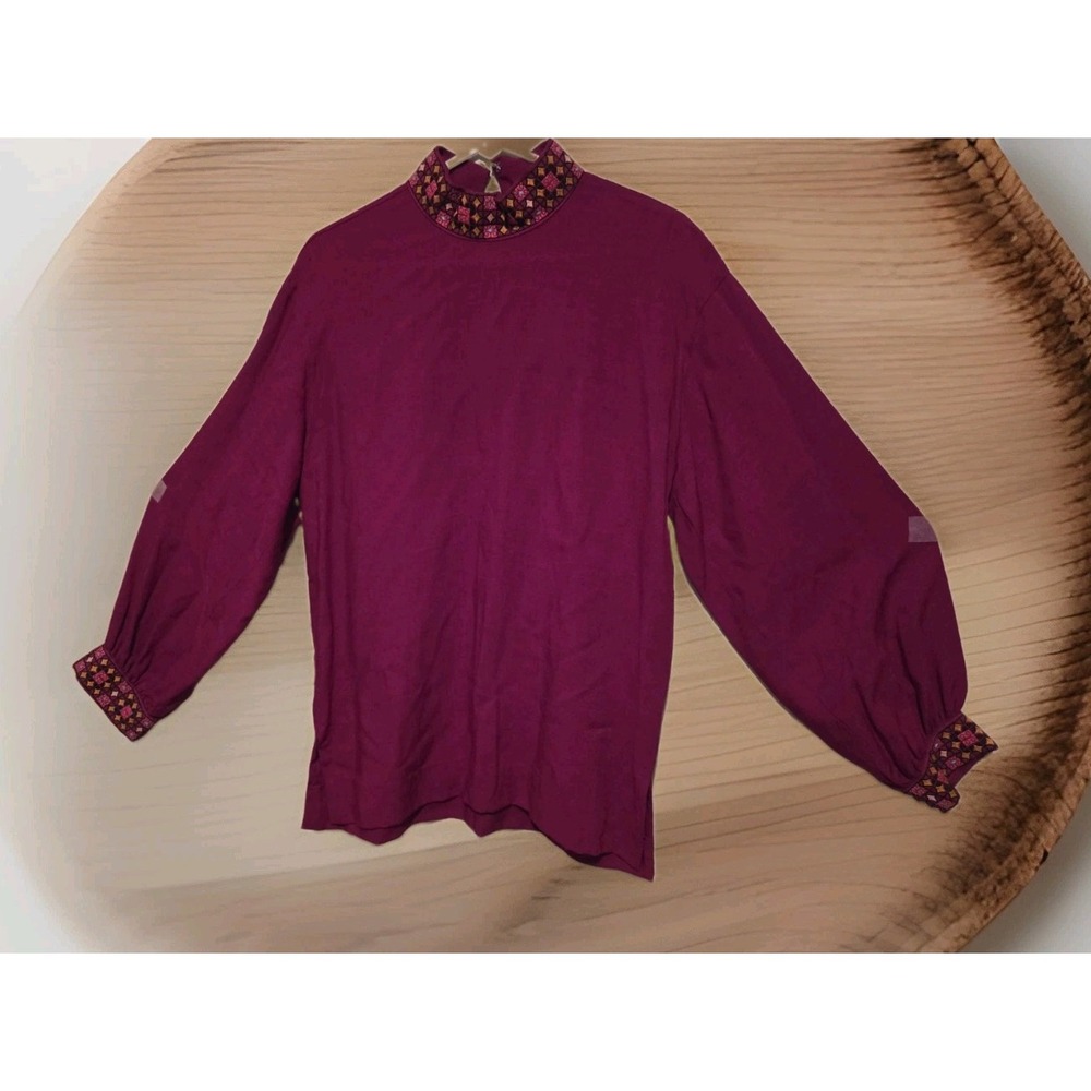 Vintage Mock Neck Top Magenta NO TAGS, Please See Measurements